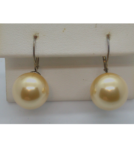 Zilver oorhanger bouton JP parel goudkl. 14 mm - 3060439