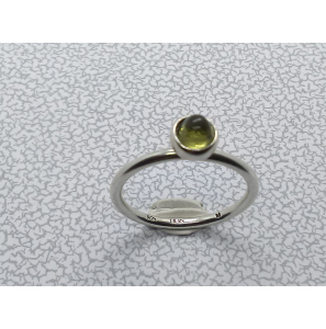 Zilver aanschuif ring met groen cab. zirkonia mt. 17 - 3062251