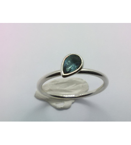 Zilver aanschuif ring met druppel zirkonia blauw mt. 17½ - 3071665
