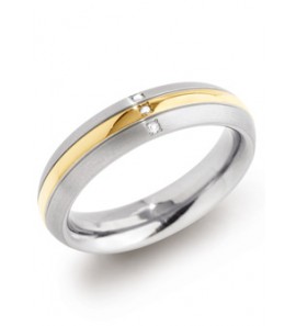 Boccia ring 0131-0453 bicolor met diamant 3x0.015 - 3190575
