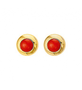 Goud oorknoppen 8 mm net koraal 5 mm - 3190783