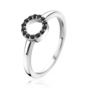 ZINZI zilv. ring open rond met zwarte zirconia's maat 54 - 3192853