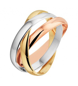Goud tri-colour dames ring 3 in 1 2.8 mm mt. 18 - 3210226