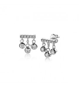ZINZI zlv. oorstekers staafje met losse zirconia&#39;s - 3202169