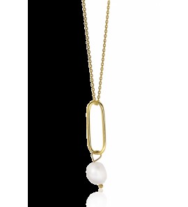 ZINZI zlv. collier gg.verg. hanger paperclip met parel - 3220679