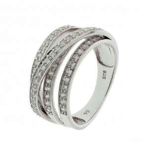 Zilver RH dames ring met zirkonia mt 17¾ - 3211178