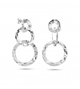 Zilver oorhanger circels gehamerd 4.8 cm 14-20-27 mm - 3223664