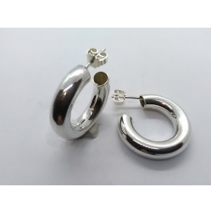 Zilver steker oorringen buis 25 x 6 mm - 3222868