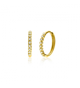 ZINZI Gold klapcreolen met zirconia&#39;s 12x1.5 mm - 3223573