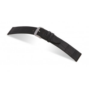 Happel Lederband Charleston 18 mm S zwart mit Alligator print - 348