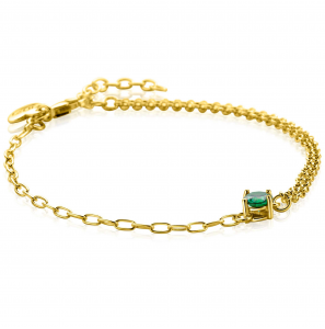 ZINZI zlv. armband geelgoud verguld met groene steen - 3241982
