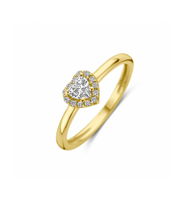 Goud ring hart zirkonia halo - 3242048
